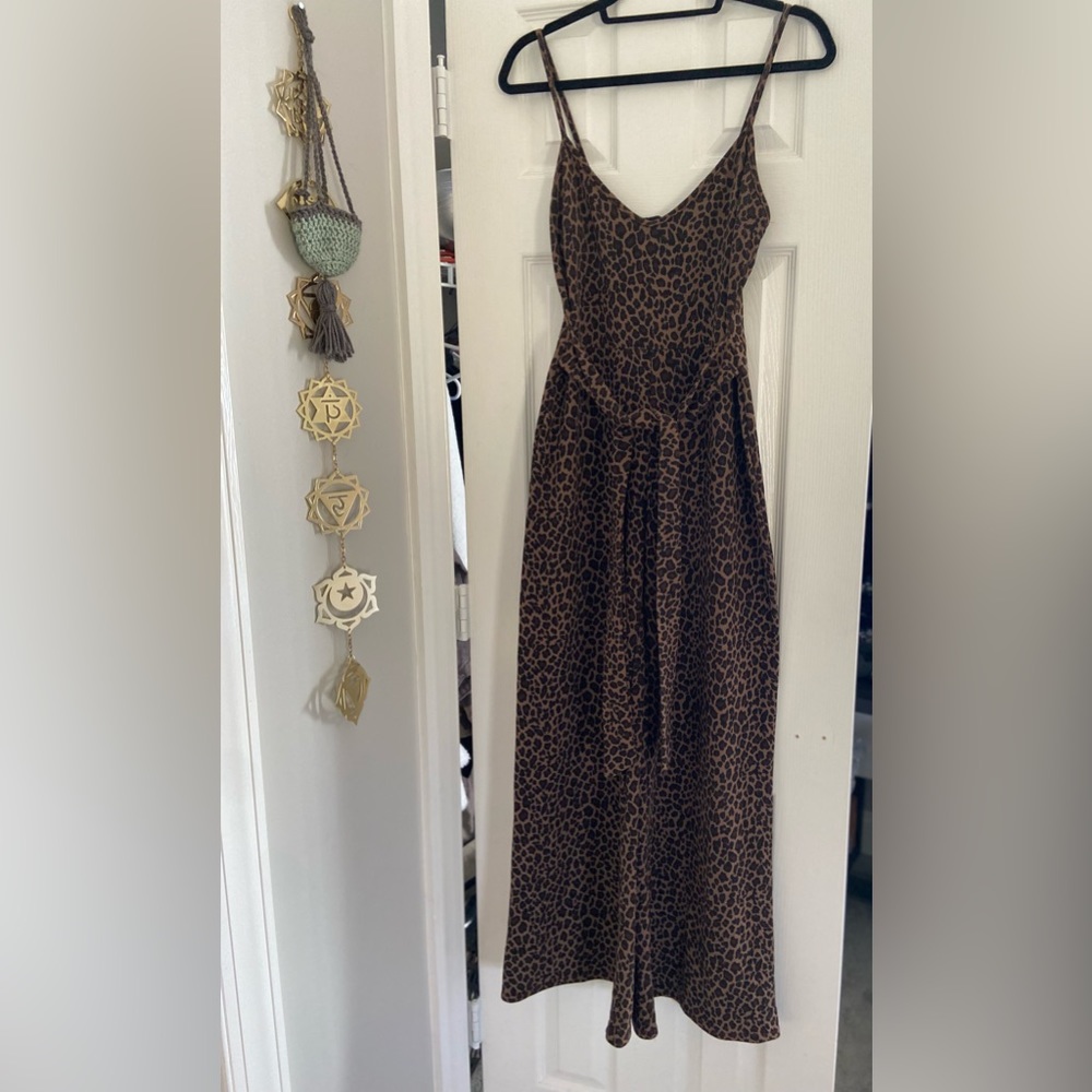 PrettyLittleThing - Cheetah Print Spaghetti Strap Pant Jumper Jumpsuit size 10